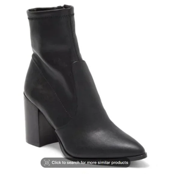 Steve Madden - Carla Black Leather Ankle Boot with Chunky Block Heel - Picture 6 of 6